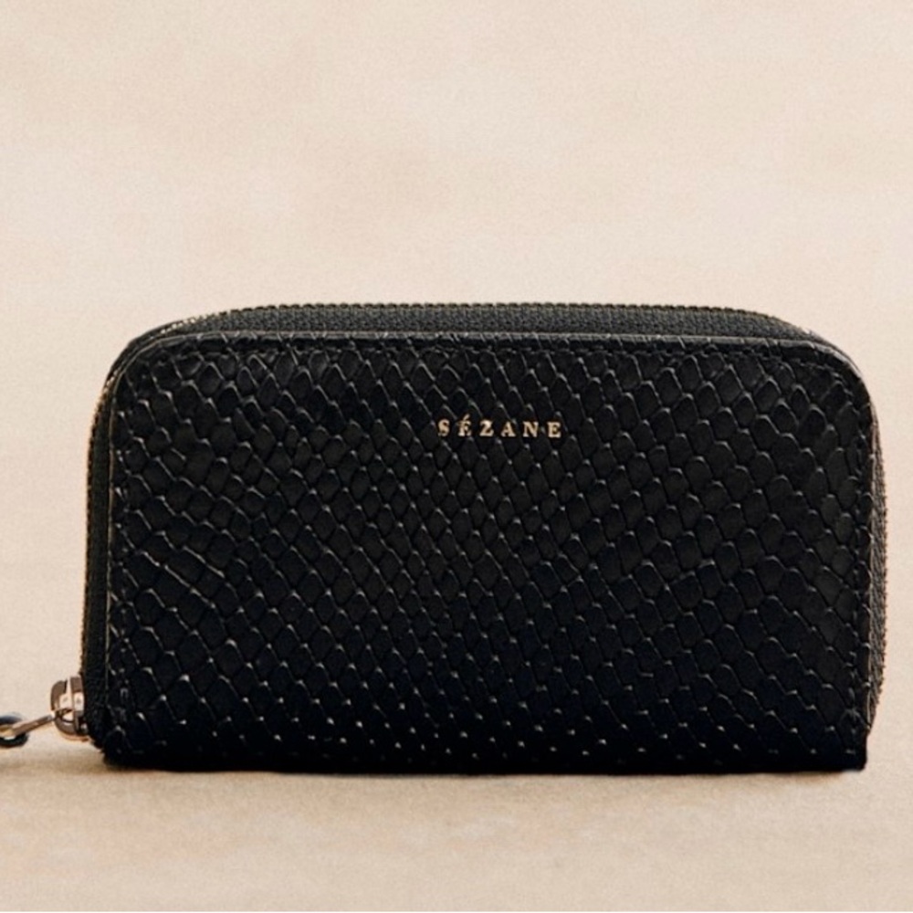 Sézane Hugo Cardholder Black Python